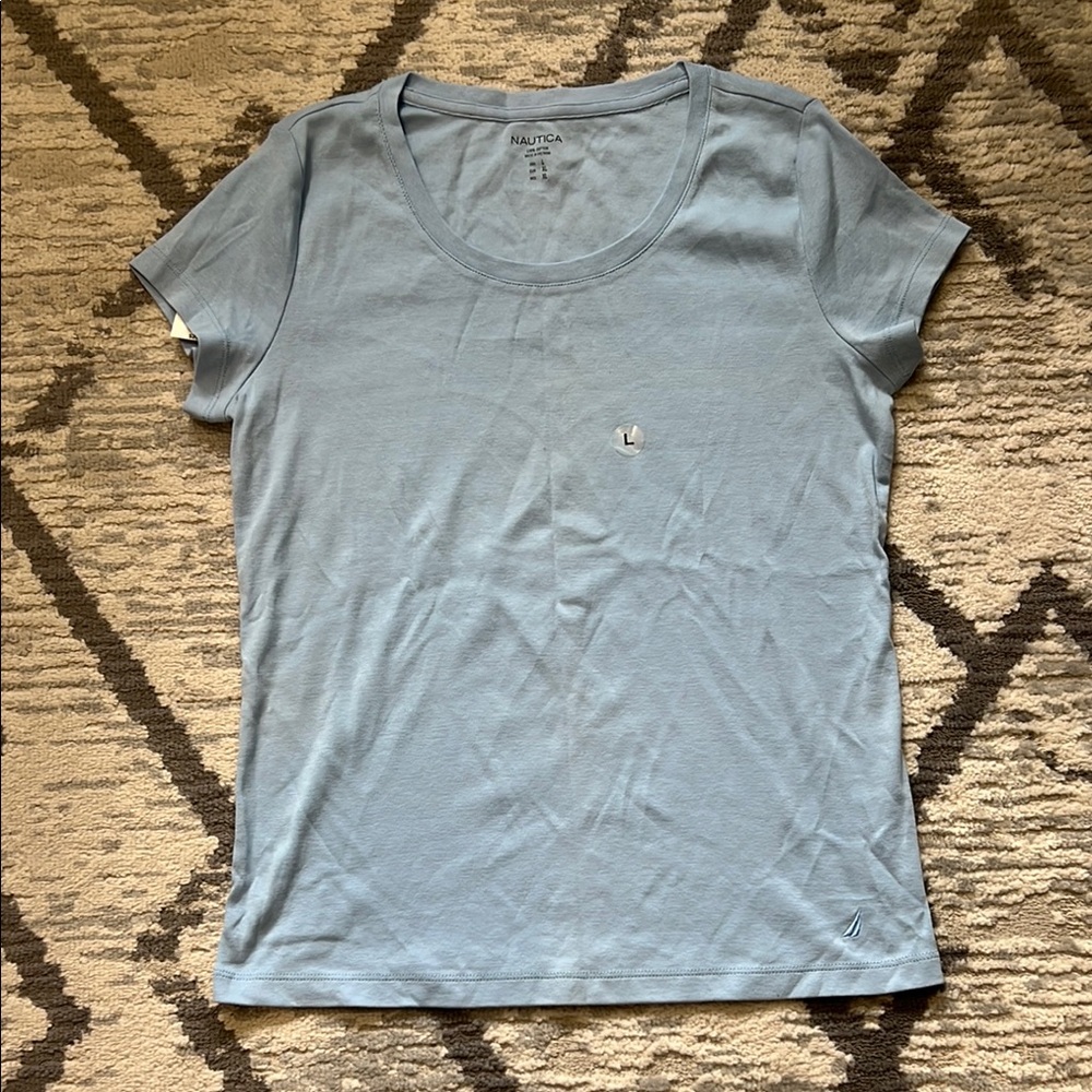 Nautica Women's Light Blue T-Shirt